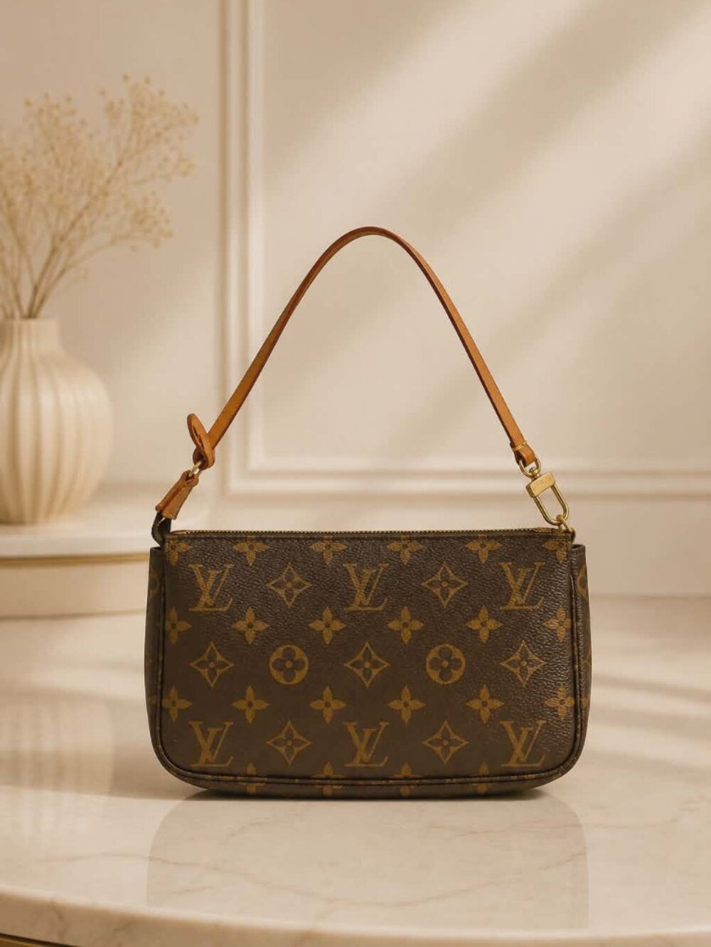 Authentic Louis Vuitton Pochette Accessories Monogram Canvas Shoulder Bag